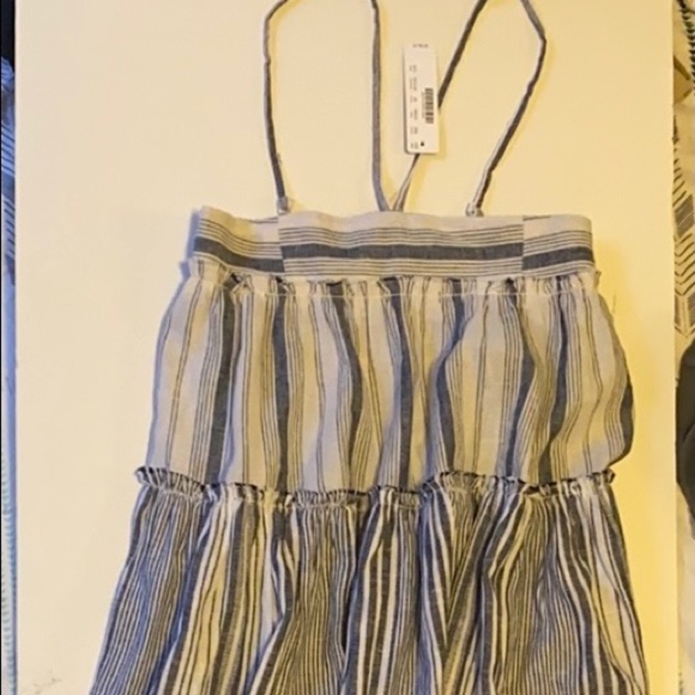 J Crew Dress tiered chambray stripe maxi dress